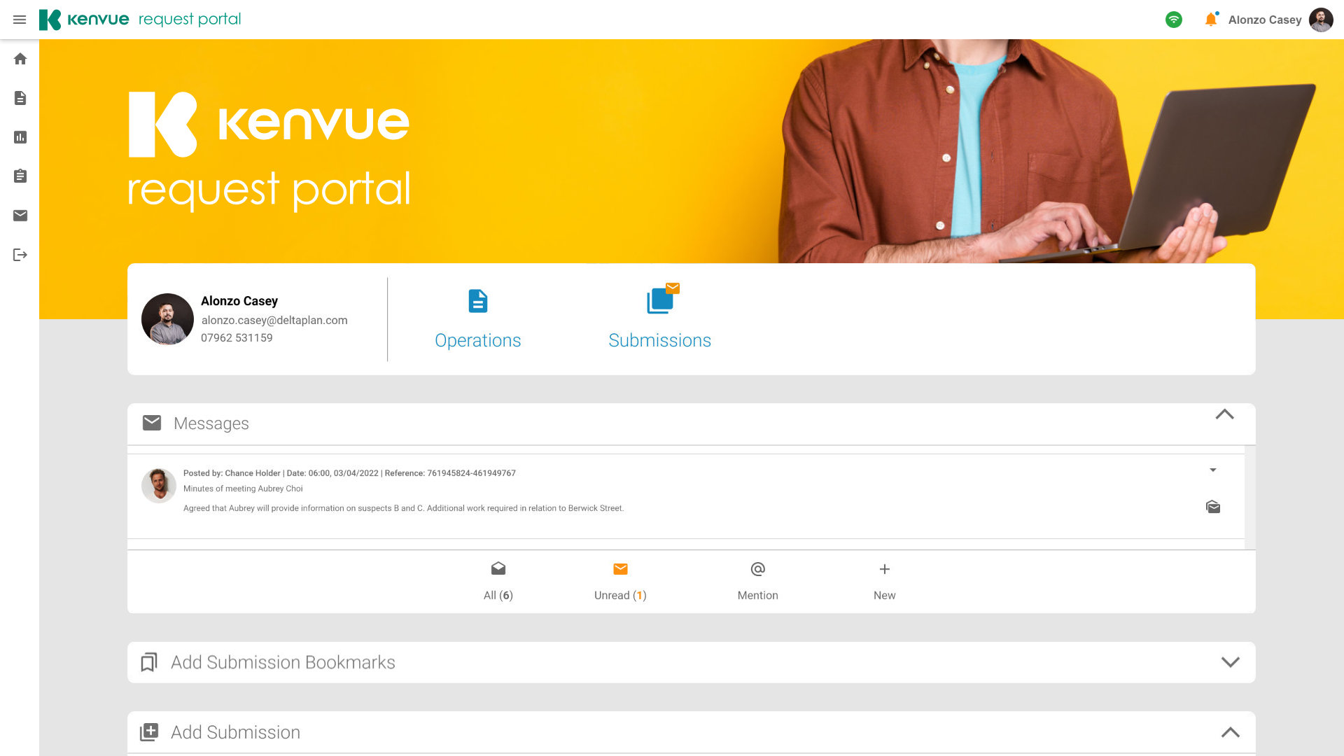Kenvue Dashboard Landing Page